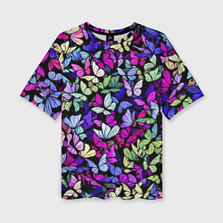 Женская футболка оверсайз Витражные бабочки
