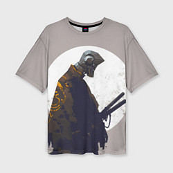 Футболка оверсайз женская Скелет-самурай, цвет: 3D-принт