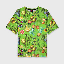Женская футболка оверсайз Сочные фрукты паттерн