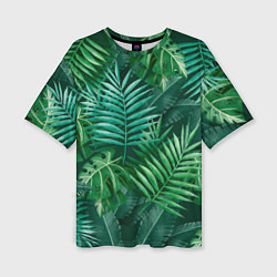 Футболка оверсайз женская Tropical plants pattern, цвет: 3D-принт