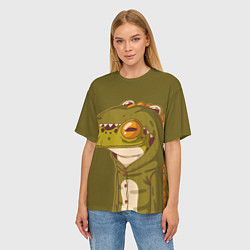 Футболка оверсайз женская Лягуха в костюме динозавра, цвет: 3D-принт — фото 2