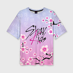 Женская футболка оверсайз Stray Kids цветы сакуры