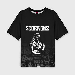 Футболка оверсайз женская Scorpions логотипы рок групп, цвет: 3D-принт