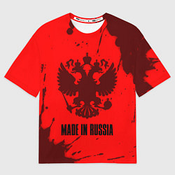 Футболка оверсайз женская RUSSIA - ГЕРБ Made In Russia Брызги, цвет: 3D-принт