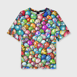 Женская футболка оверсайз Пасхальные крашеные яйца