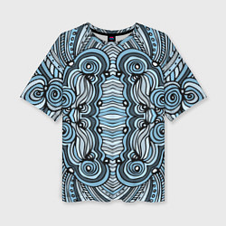 Женская футболка оверсайз Абстрактный узор в дудл стиле Рисунок от руки Лини
