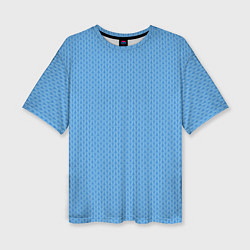 Женская футболка оверсайз Вязаный узор голубого цвета