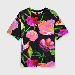 Футболка оверсайз женская Цветочный узор Floral pattern, цвет: 3D-принт