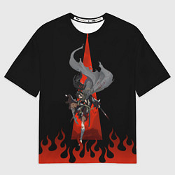 Футболка оверсайз женская Летящая Хяккимару, цвет: 3D-принт