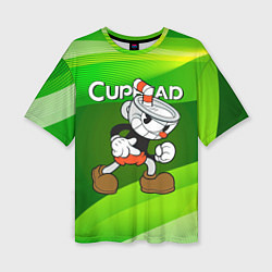 Футболка оверсайз женская Хитрая чашечка cuphead, цвет: 3D-принт