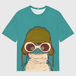 Женская футболка оверсайз Крейзи лягуха в шапке