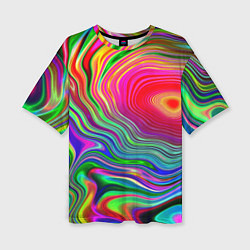 Женская футболка оверсайз Expressive pattern Neon