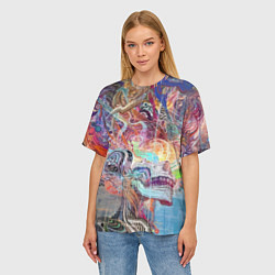 Футболка оверсайз женская Cyber skull Vanguard pattern, цвет: 3D-принт — фото 2