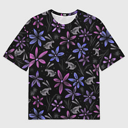 Футболка оверсайз женская Зайцы в ночном саду, цвет: 3D-принт