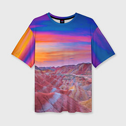Женская футболка оверсайз Краски природы Горы Neon Китай