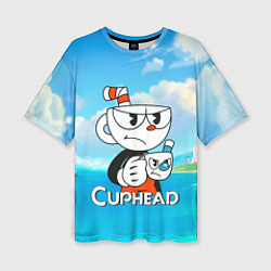 Футболка оверсайз женская Cuphead сердитая чашечка, цвет: 3D-принт