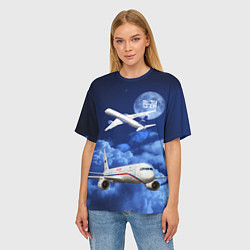 Футболка оверсайз женская Пассажирский самолет Ту-214, цвет: 3D-принт — фото 2
