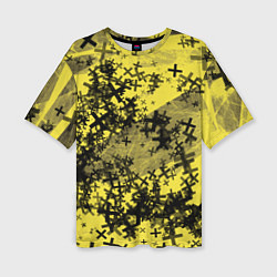 Женская футболка оверсайз Кресты и хаос На желтом Коллекция Get inspired! Fl