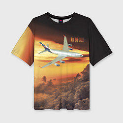 Женская футболка оверсайз Гражданский самолет Ил 96-300