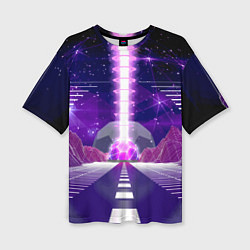 Женская футболка оверсайз Vaporwave Neon Space