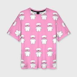 Женская футболка оверсайз ЛАЛАФАНФАН на розовом фоне