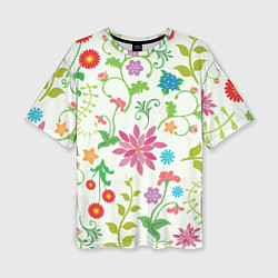 Женская футболка оверсайз Поле полевых цветов
