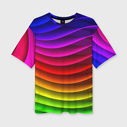 Женская футболка оверсайз Color line neon pattern Abstraction Summer 2023