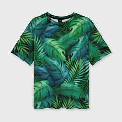 Женская футболка оверсайз Green plants pattern