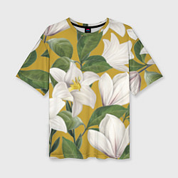 Женская футболка оверсайз Цветы Белые Лилии