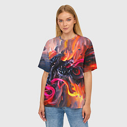 Футболка оверсайз женская Уроборос в огне, цвет: 3D-принт — фото 2