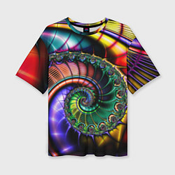 Женская футболка оверсайз Красочная фрактальная спираль Colorful fractal spi