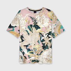 Женская футболка оверсайз Цветы Королевский Цветочный Узор