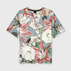 Женская футболка оверсайз Цветы Романтические Лилии