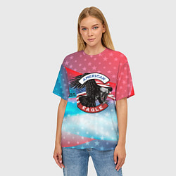 Футболка оверсайз женская Американский орел USA, цвет: 3D-принт — фото 2