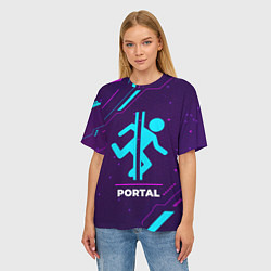 Футболка оверсайз женская Символ Portal в неоновых цветах на темном фоне, цвет: 3D-принт — фото 2