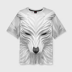 Футболка оверсайз женская Волк - белый, цвет: 3D-принт