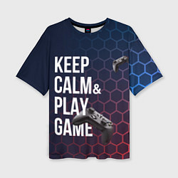 Женская футболка оверсайз KEEP CALM& PLAY GAME PATTERN HEXAGONAL