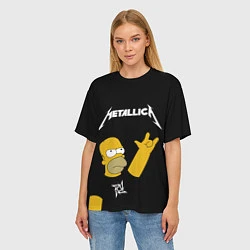 Футболка оверсайз женская Metallica Гомер Симпсон рокер, цвет: 3D-принт — фото 2