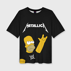 Женская футболка оверсайз Metallica Гомер Симпсон рокер