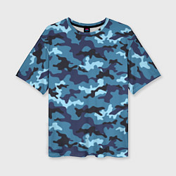 Женская футболка оверсайз Камуфляж Тёмно-Синий Camouflage Dark-Blue