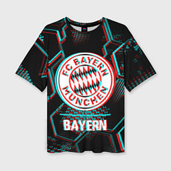 Женская футболка оверсайз Bayern FC в стиле Glitch на темном фоне
