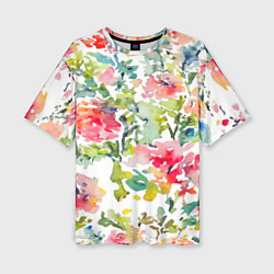 Женская футболка оверсайз Floral pattern Watercolour Summer