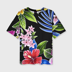 Женская футболка оверсайз Floral vanguard composition Летняя ночь Fashion tr