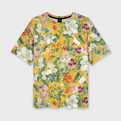 Женская футболка оверсайз Цветы Солнечное Лето