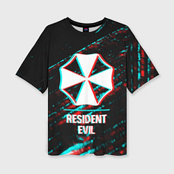 Женская футболка оверсайз Resident Evil в стиле Glitch Баги Графики на темно