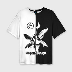 Футболка оверсайз женская Linkin Park логотип черно-белый, цвет: 3D-принт
