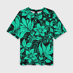 Женская футболка оверсайз Ажурный цветочный летний орнамент