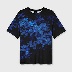 Женская футболка оверсайз BLUE FLOWERS Синие цветы