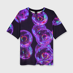 Женская футболка оверсайз Неоновые сюрреалистичные пузыри - Фиолетовый