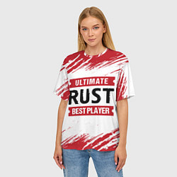 Футболка оверсайз женская Rust: красные таблички Best Player и Ultimate, цвет: 3D-принт — фото 2